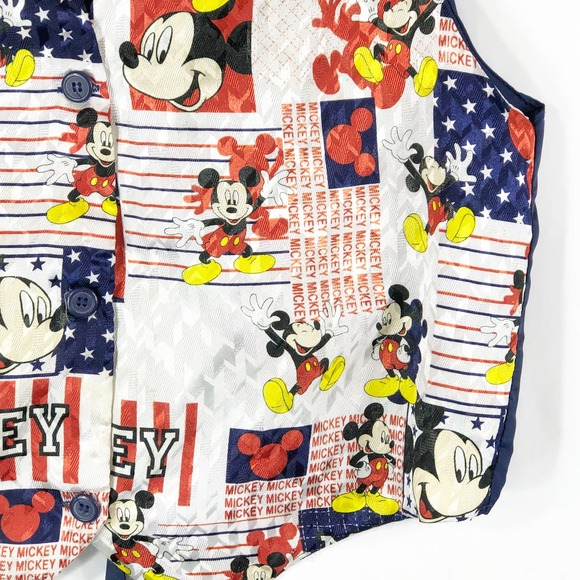 Mickey Unlimited OS Tuxedo Vest Vintage Disney Mouse All Over Print Buttons 179 - Picture 3 of 7